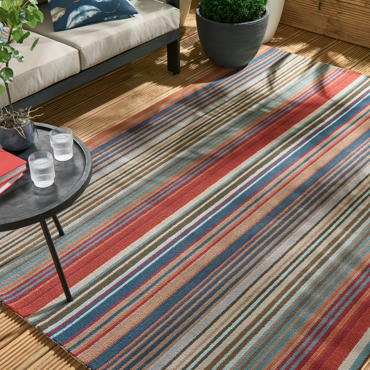 Spectro Stripes Indoor Outdoor Rugs 442103 in Sedonia Rust – image 2