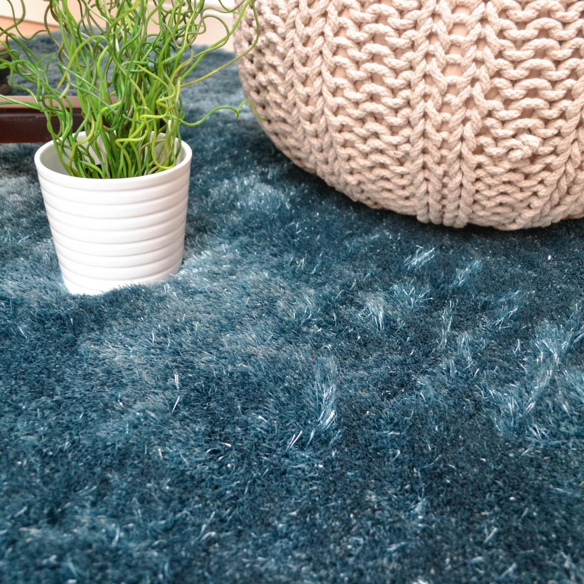Whisper Shiney Plain Shaggy Rugs in Aqua Blue 65x135cm – image 4