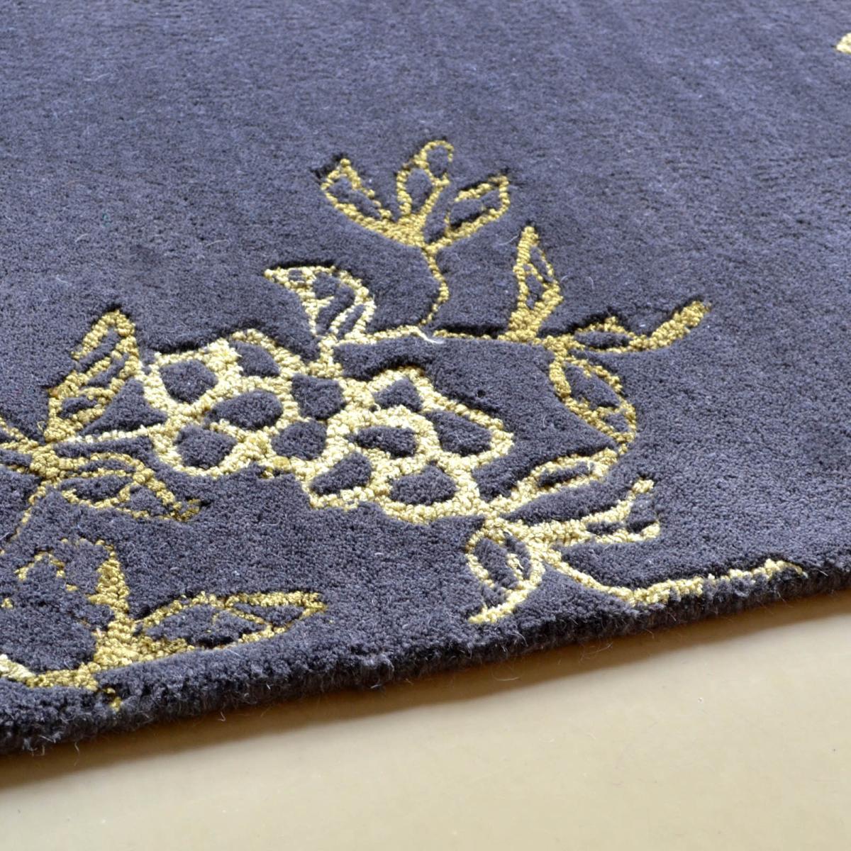 Tonquin Gold Floral Wool Rugs 37005 by Wedgwood in Charcoal Grey&nbsp;120x180cm – image 3