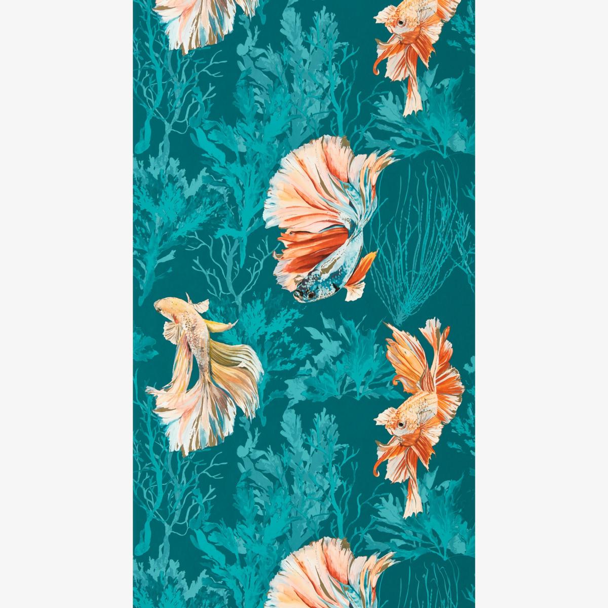 Halfmoon Wallpaper 112767 by Harlequin in Azurite Coral Roll
