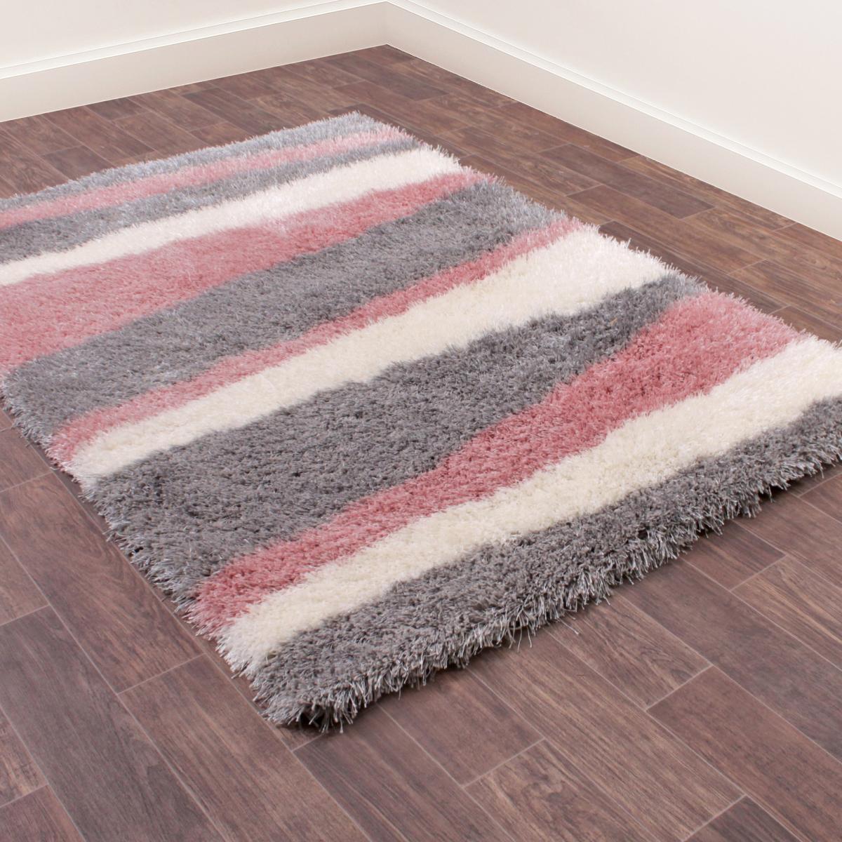 Boston Lightning Stripe Pattern Rug in Blush Pink – image 1