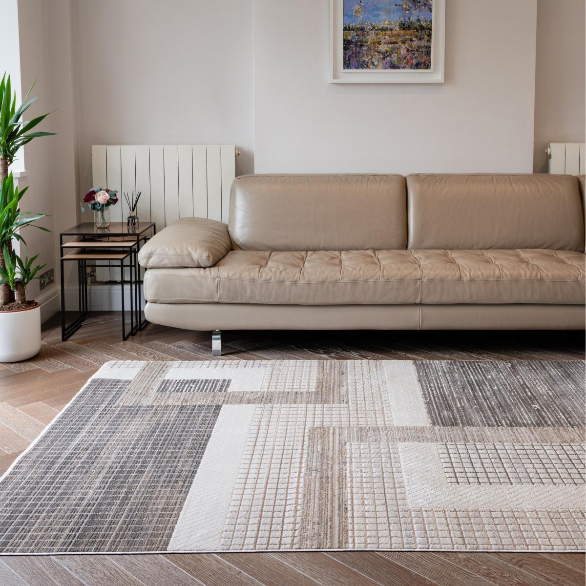 Onyx ONX03 Block Geometric Rugs in Grey – image 1