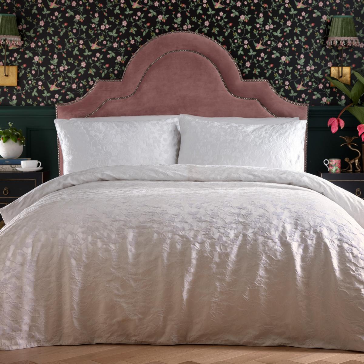 Wild Strawberry Floral Bedding Duvet Cover and Pillowcase By Wedgwood in White 220x260cm – image 2