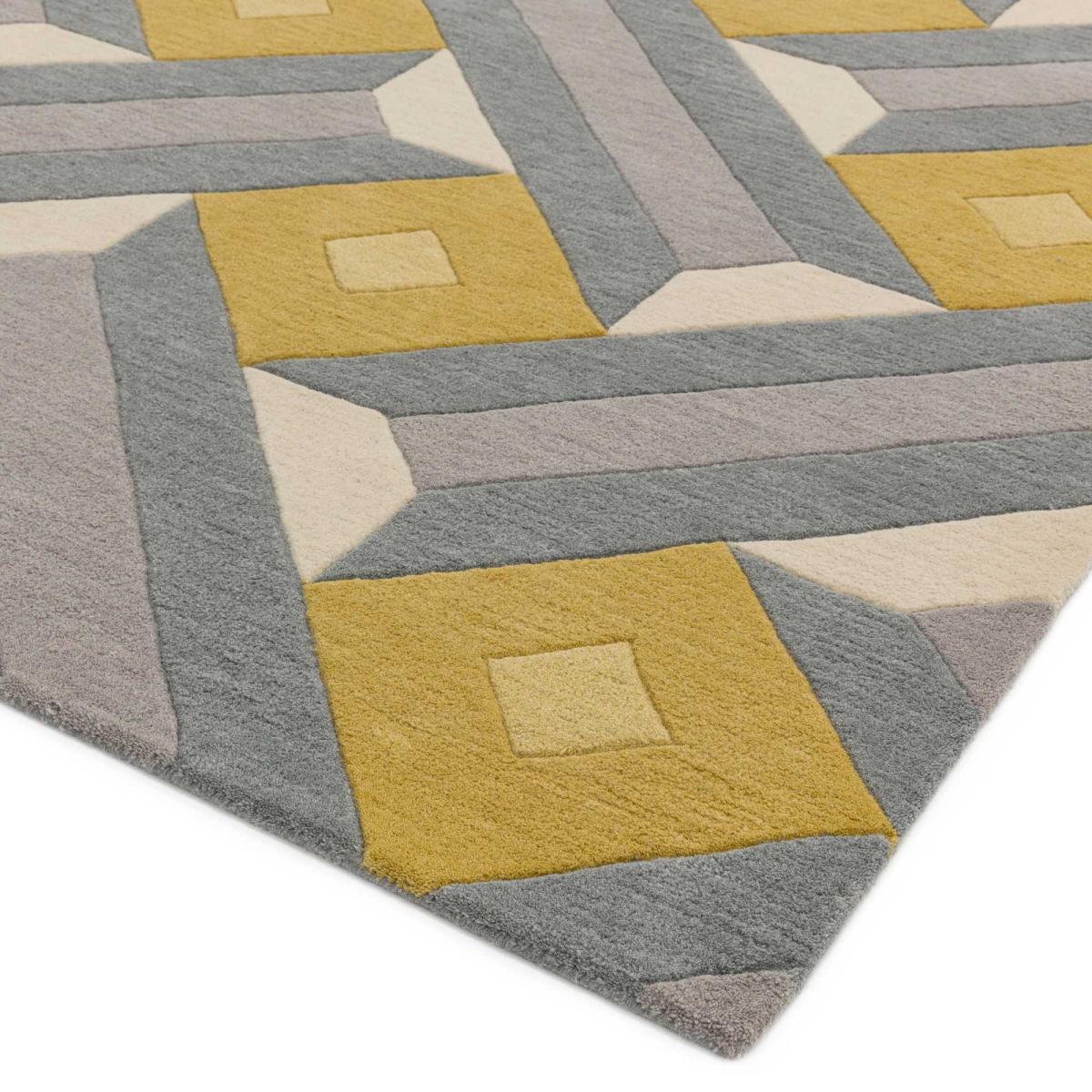 Reef RF01 Motif Geometric Runner Rugs in Yellow Grey 60x220cm – image 2