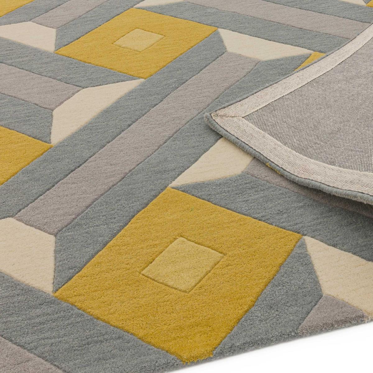 Reef RF01 Motif Geometric Runner Rugs in Yellow Grey 60x220cm – image 3