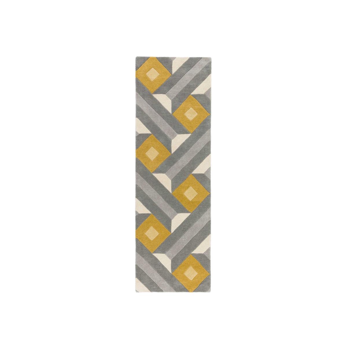 Reef RF01 Motif Geometric Runner Rugs in Yellow Grey 60x220cm – image 1