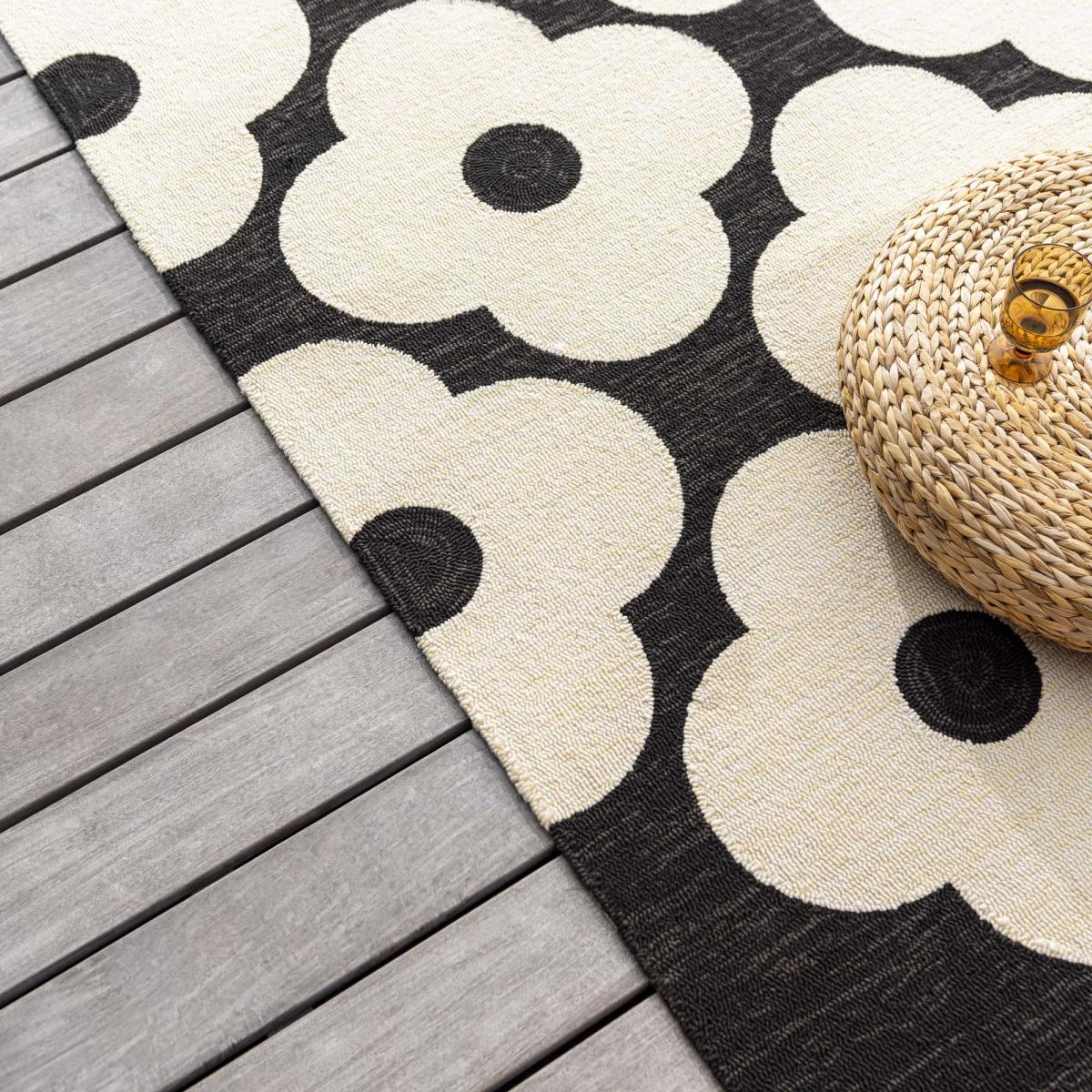 Spot Flower Floral Indoor Outdoor Rugs 460805 Black by Orla Kiely – image 2
