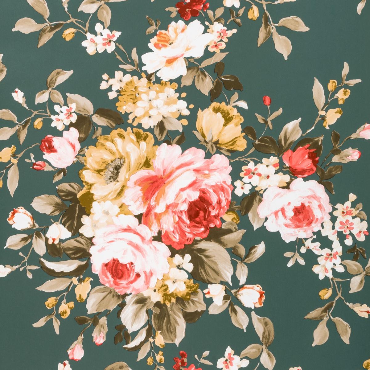Emeline Wallpaper W0081 05 by Clarke and Clarke in Jade Green Roll