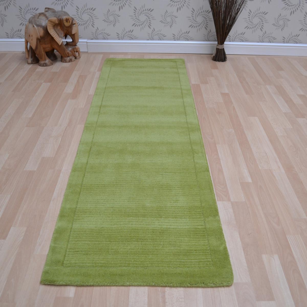 York Plain Wool Hall Runner Rugs in Green 68x240cm – image 2