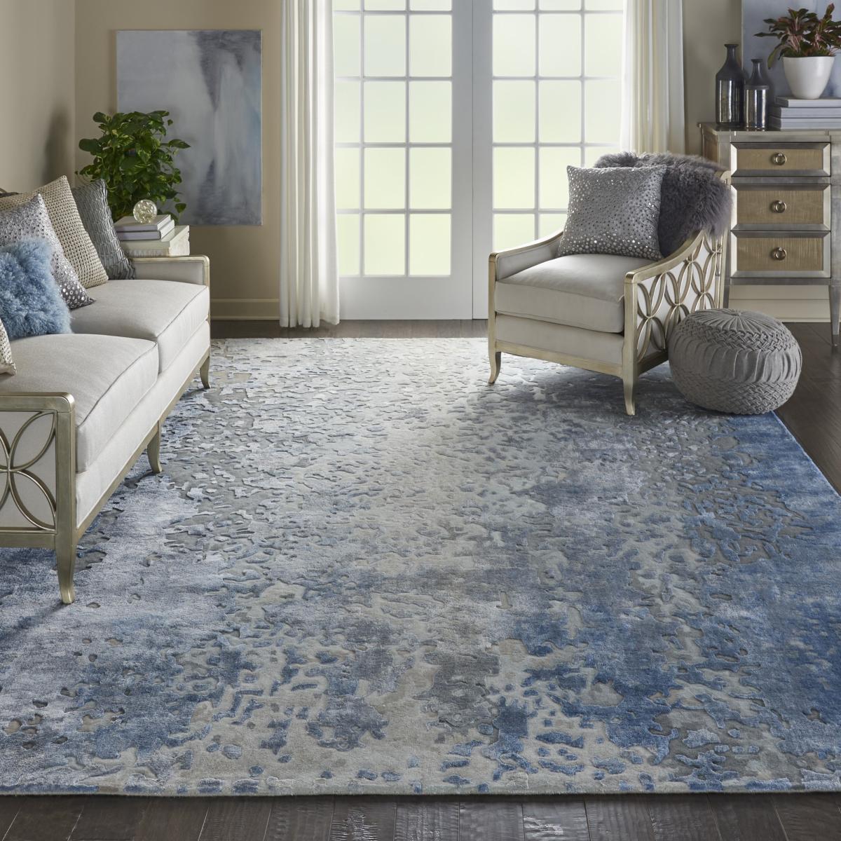 Prismatic Modern Abstract Rugs in PRS17 Denim Blue by Nourison 236x297cm – image 1