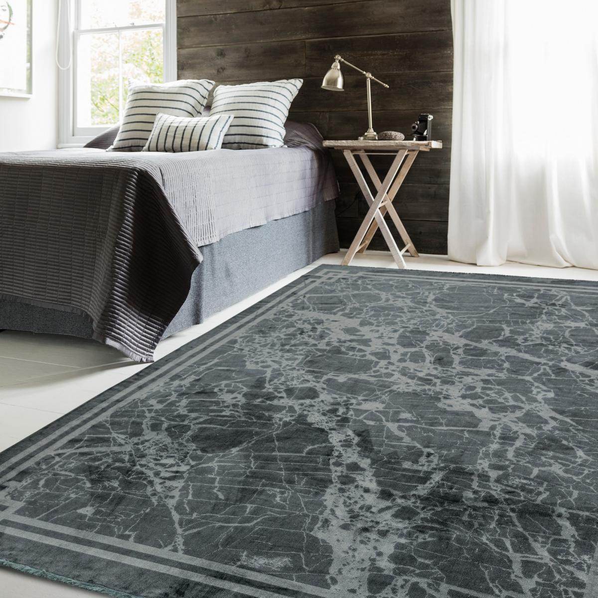 Zehraya Marble Border Rugs in ZE03 Grey – image 1