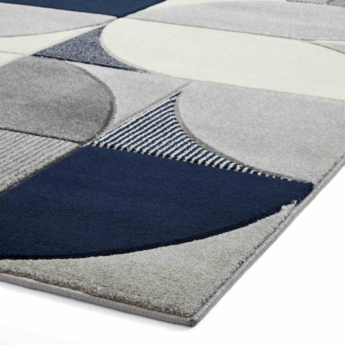 Matrix MT63 Modern Geometric Rugs in Grey Navy Blue80x150cm – image 4