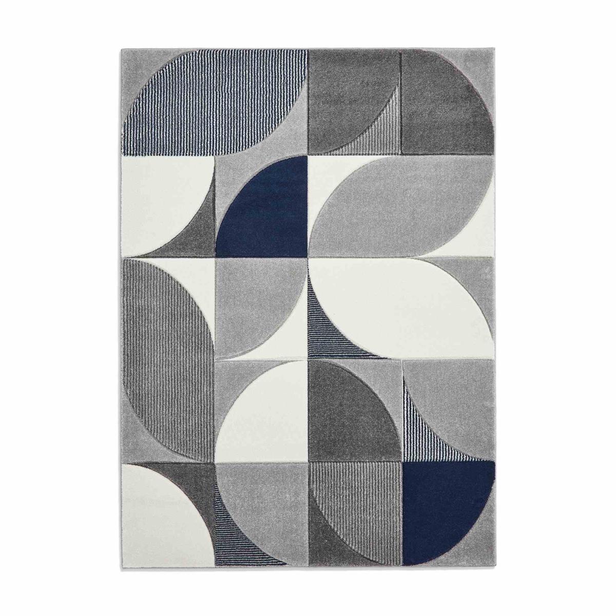 Matrix MT63 Modern Geometric Rugs in Grey Navy Blue80x150cm – image 5