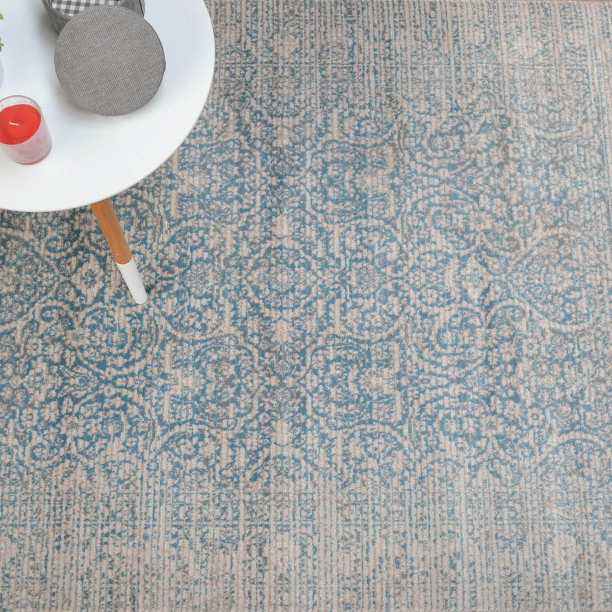 Grandeur Traditional Damask Rugs in Teal Blue240x330cm – image 5