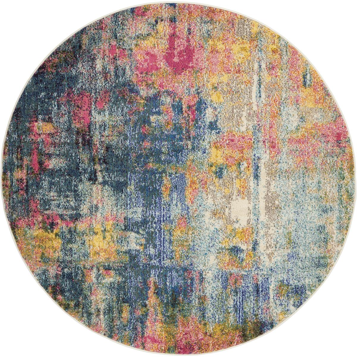Celestial Modern Abstract Circle Round Rugs CES09 Wave by Nourison 121x121cm – image 4