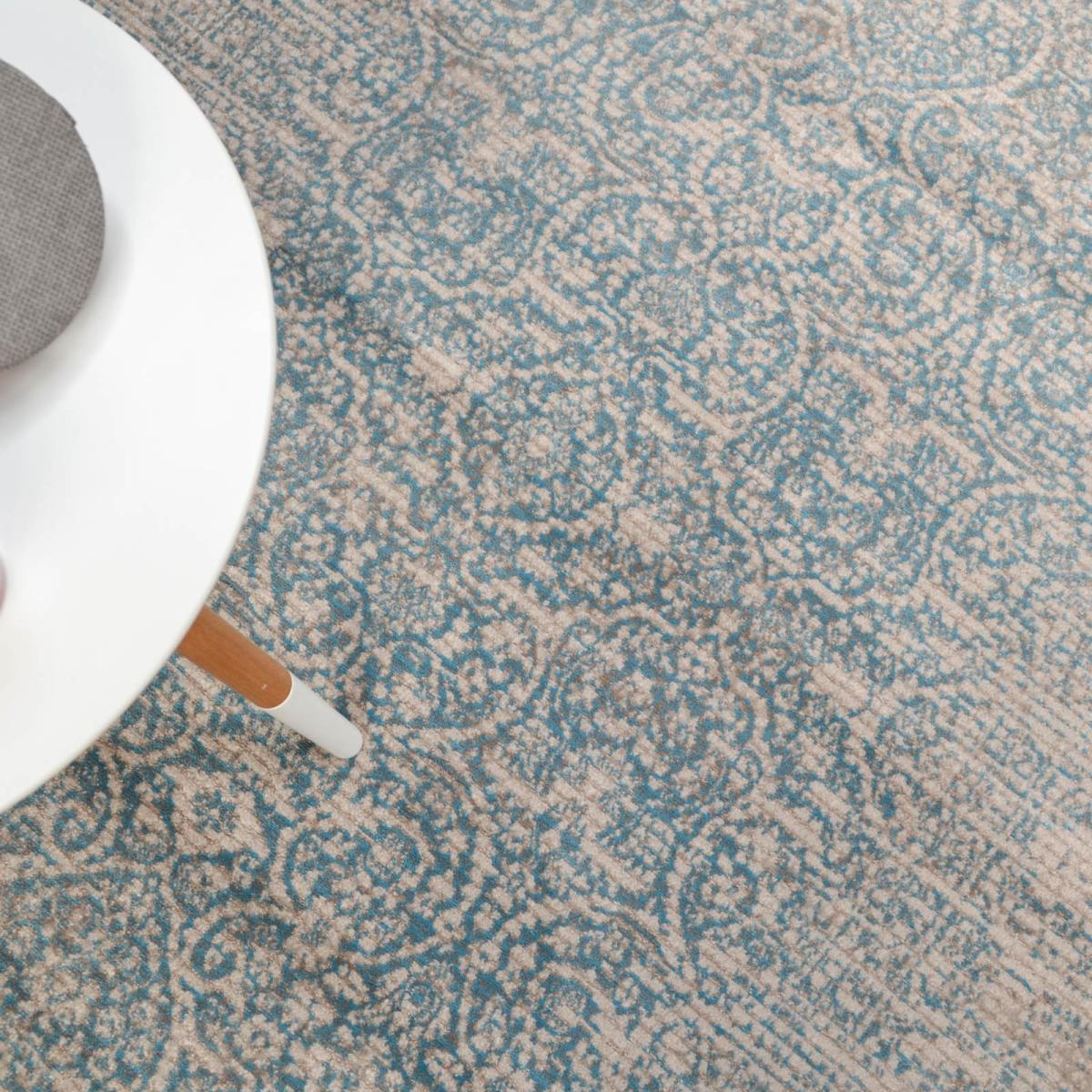 Grandeur Traditional Damask Rugs in Teal Blue 240x330cm – image 4