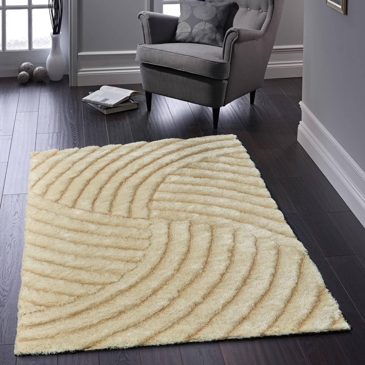 Dallas Carved Shaggy Rugs in Champagne – image 1