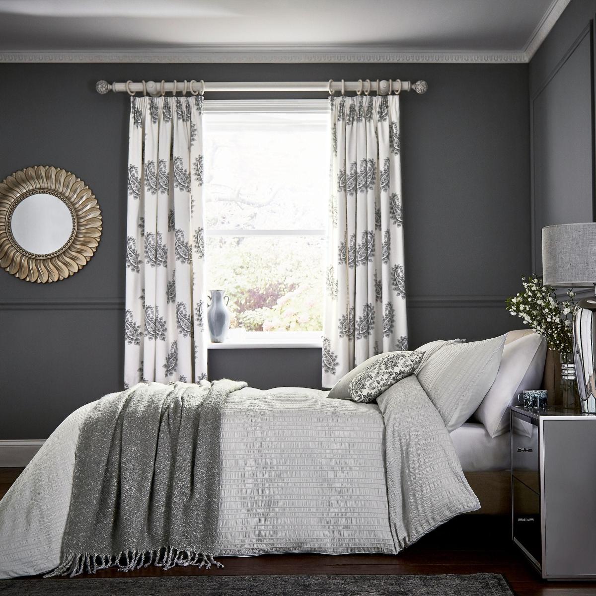 Alisia Textured Stripe Cotton Bedding Duvet Cover and Pillowcase by Fable in Oxford Grey 140x200cm – image 2