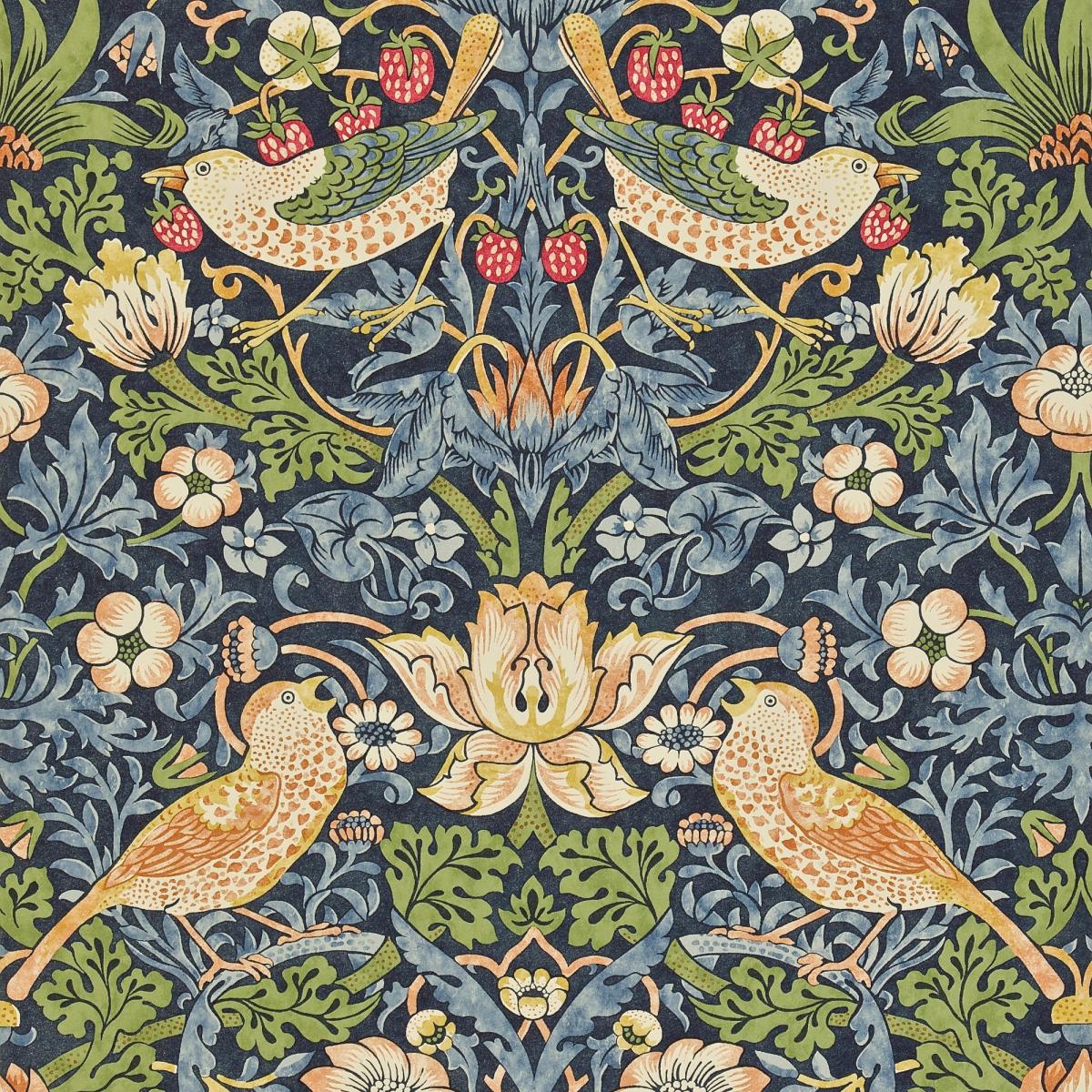Strawberry Thief Wallpaper 212564 by Morris & Co in Indigo Mineral Roll – image 3