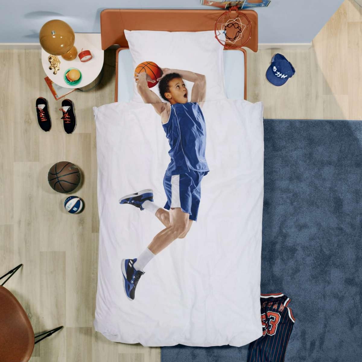 Snurk Basketball Star High Jump Bedding in Blue 135X200cm – image 1