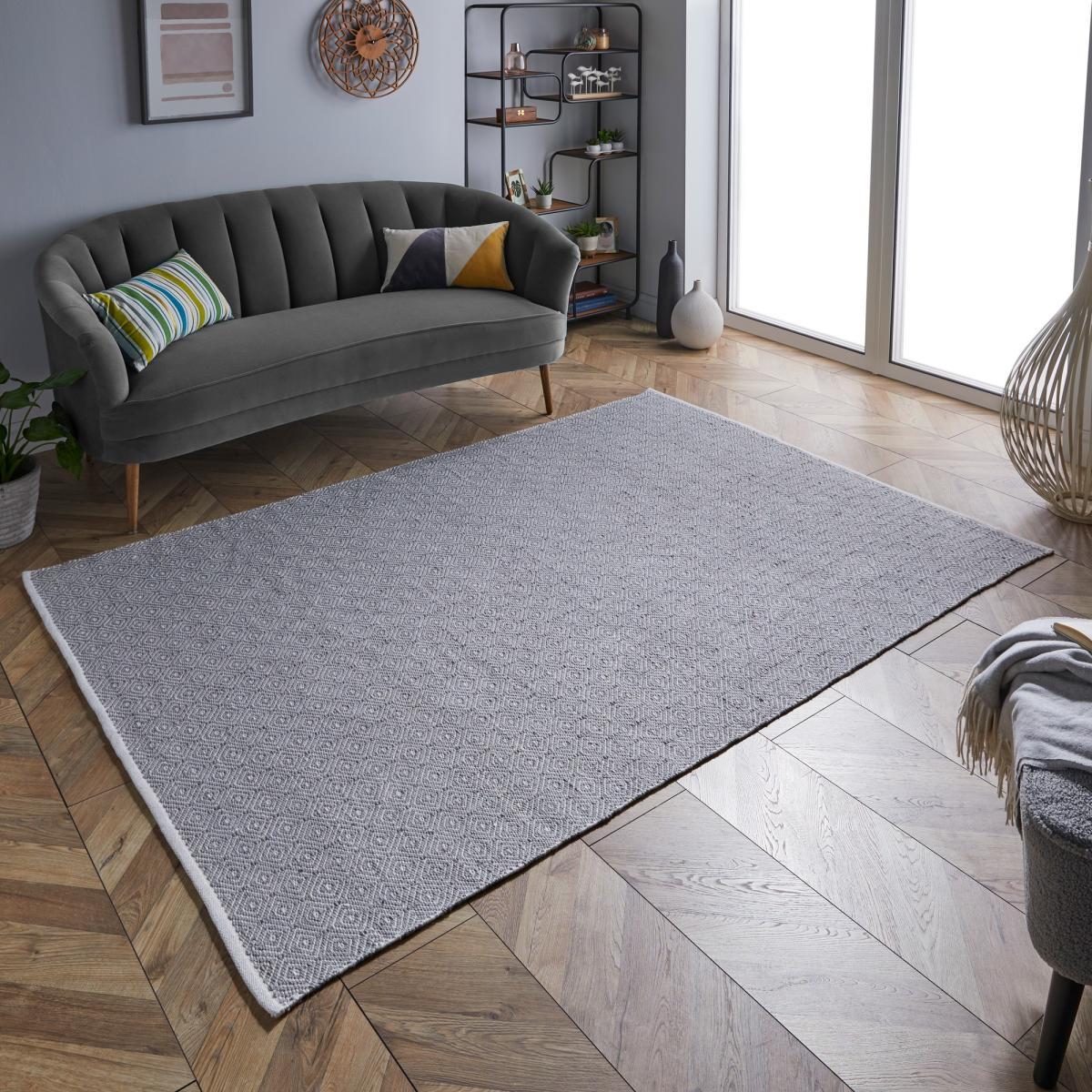 Brittany Modern Flatweave Indoor Outdoor Rugs in Silver Grey 120x170cm