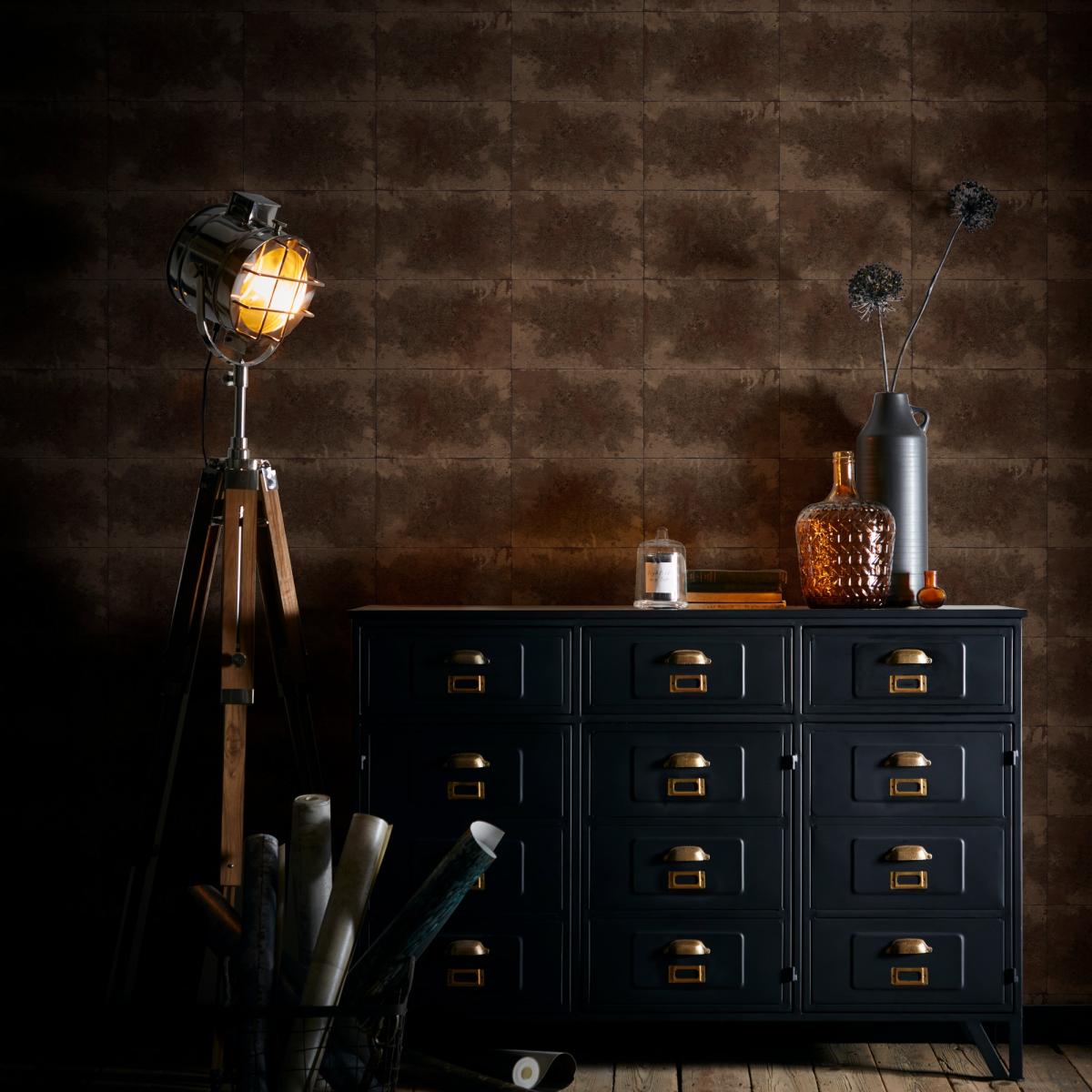 Igneous Wallpaper W0151 01 by Clarke and Clarke in Bronze Brown Roll – image 1