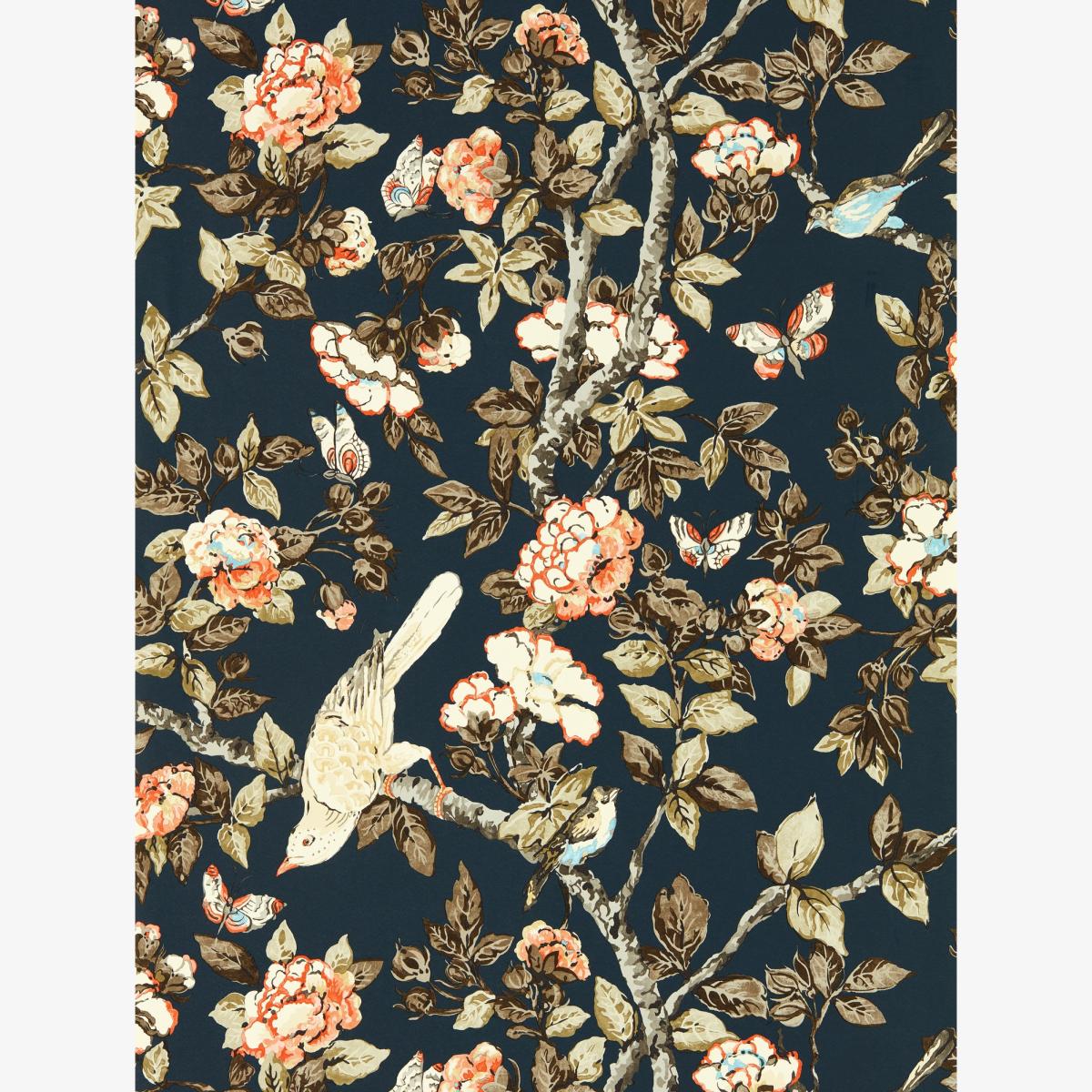 Caverley Wallpaper 217037 by Sanderson in Indigo Blue Rowan Berry Roll