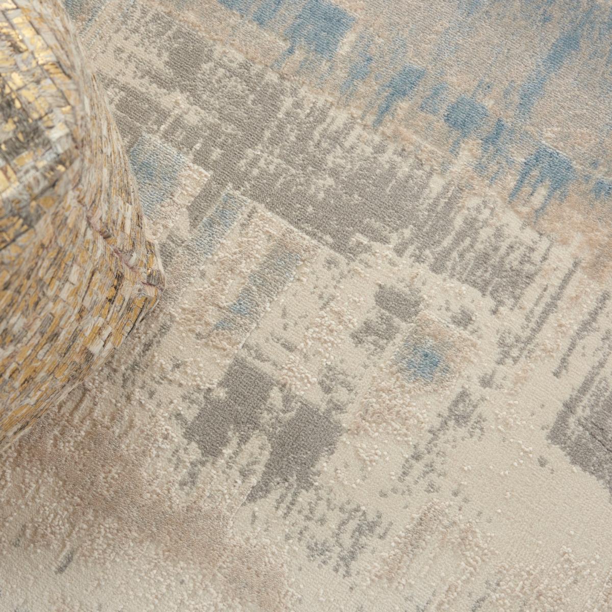 Solace SLA08 Distressed Abstract Rug in Ivory Grey Blue – image 2