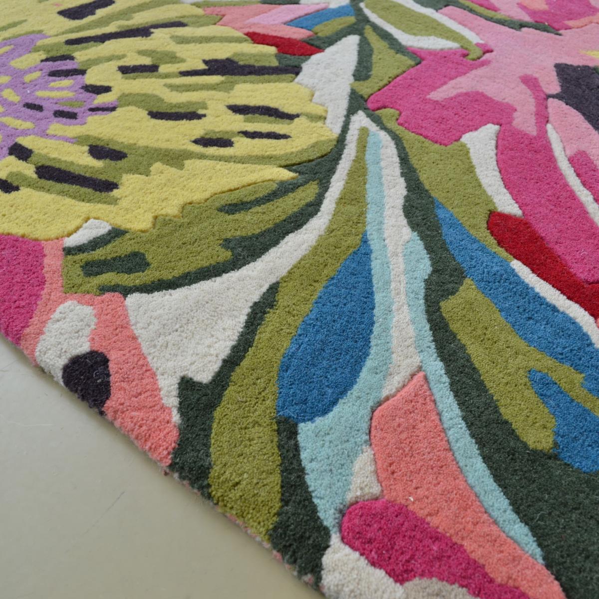 Floreale Rugs 44905 Modern Floral Bright Wool Rugs in Fuschia 140x200cm – image 3