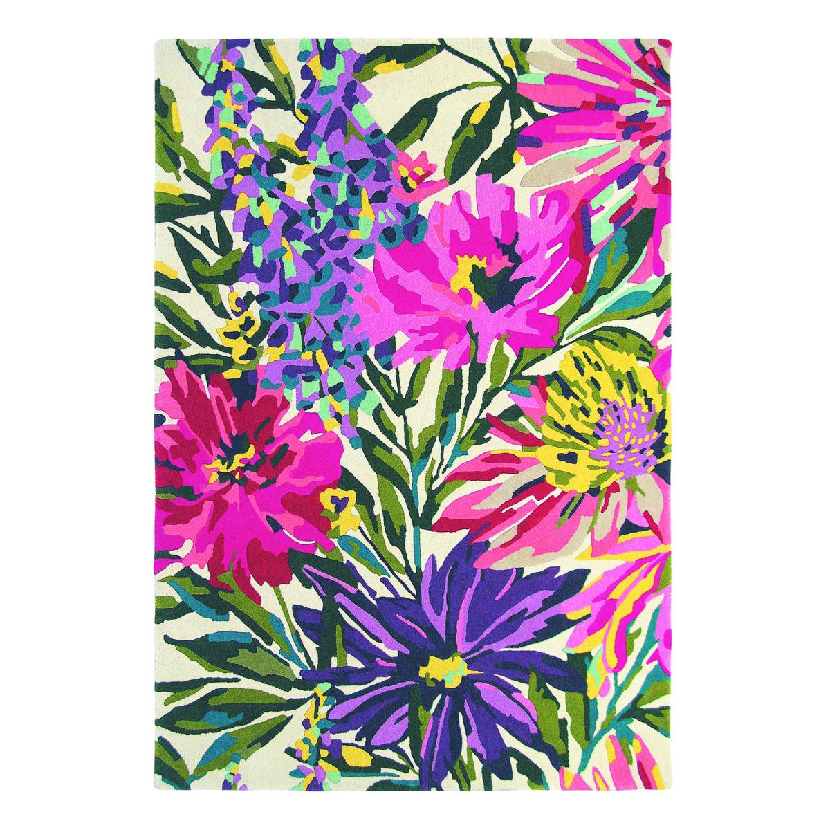 Floreale Rugs 44905 Modern Floral Bright Wool Rugs in Fuschia 140x200cm – image 5