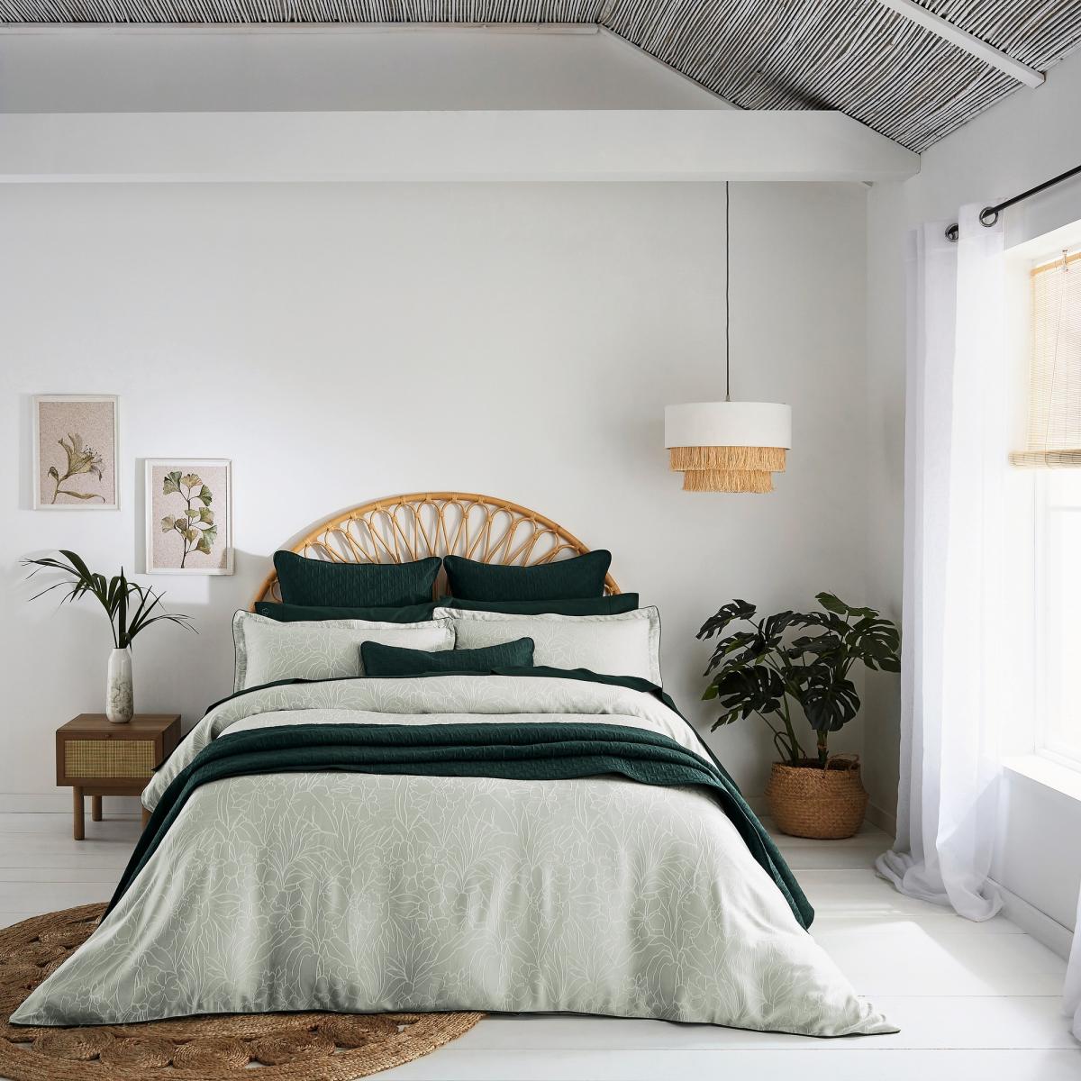 Lemongrass Jaquard Bedding Duvet Cover and Pillowcase by Ted Baker in Sage Green 260x220cm – image 4