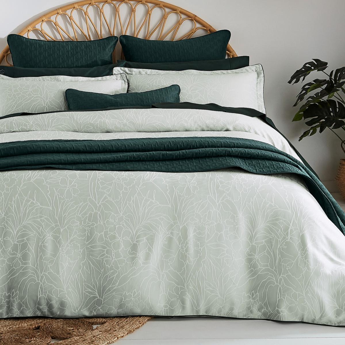Lemongrass Jaquard Bedding Duvet Cover and Pillowcase by Ted Baker in Sage Green 260x220cm – image 1