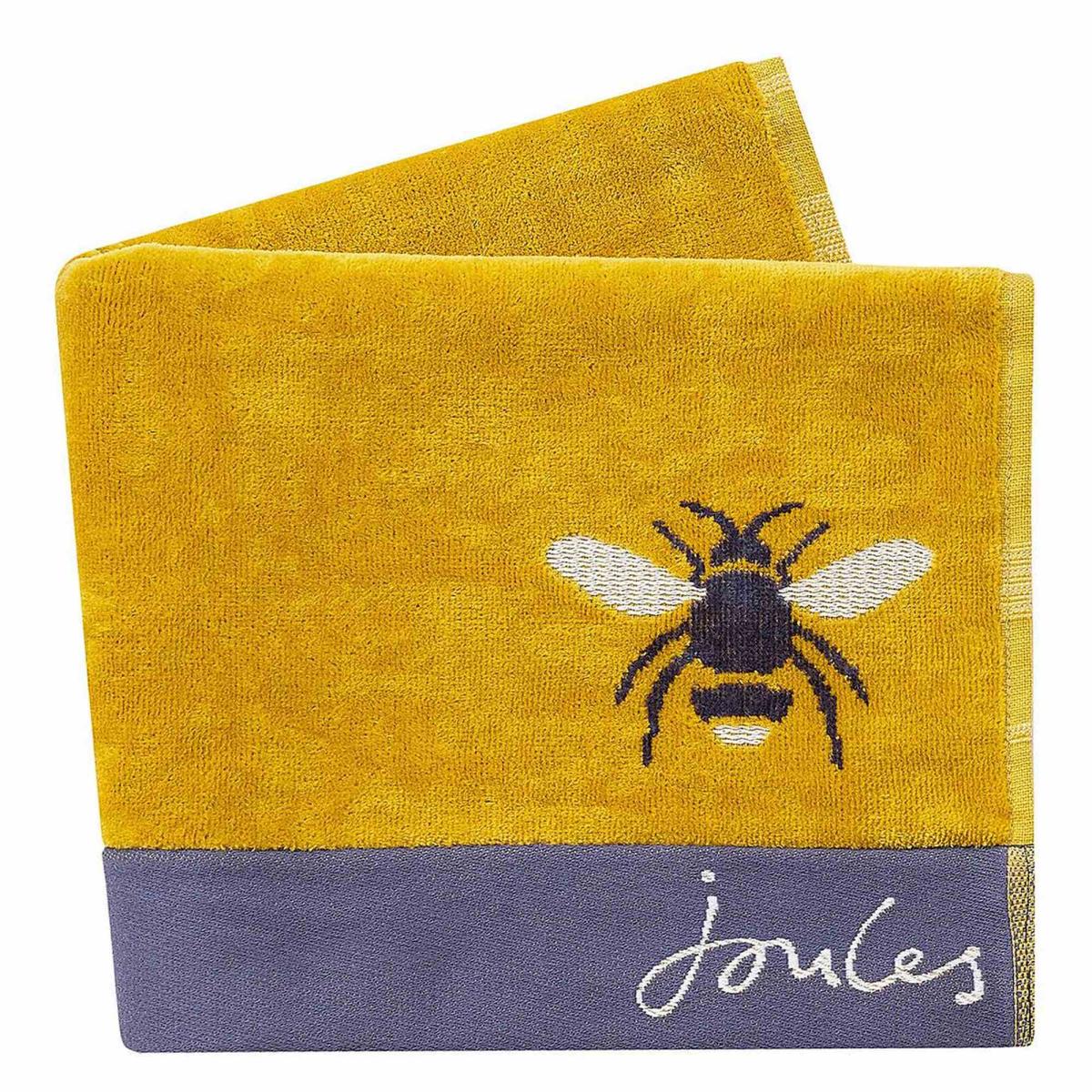 Botanical Bee Cotton Bath Towels by Joules in Gold Yellow 50x90cm – image 2