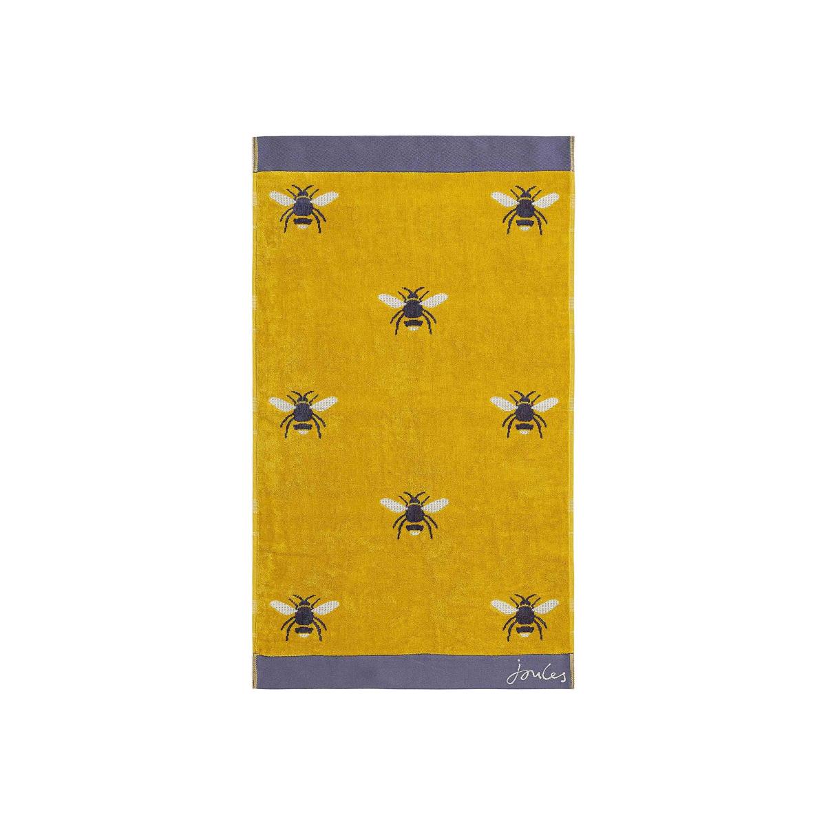 Botanical Bee Cotton Bath Towels by Joules in Gold Yellow 50x90cm – image 1