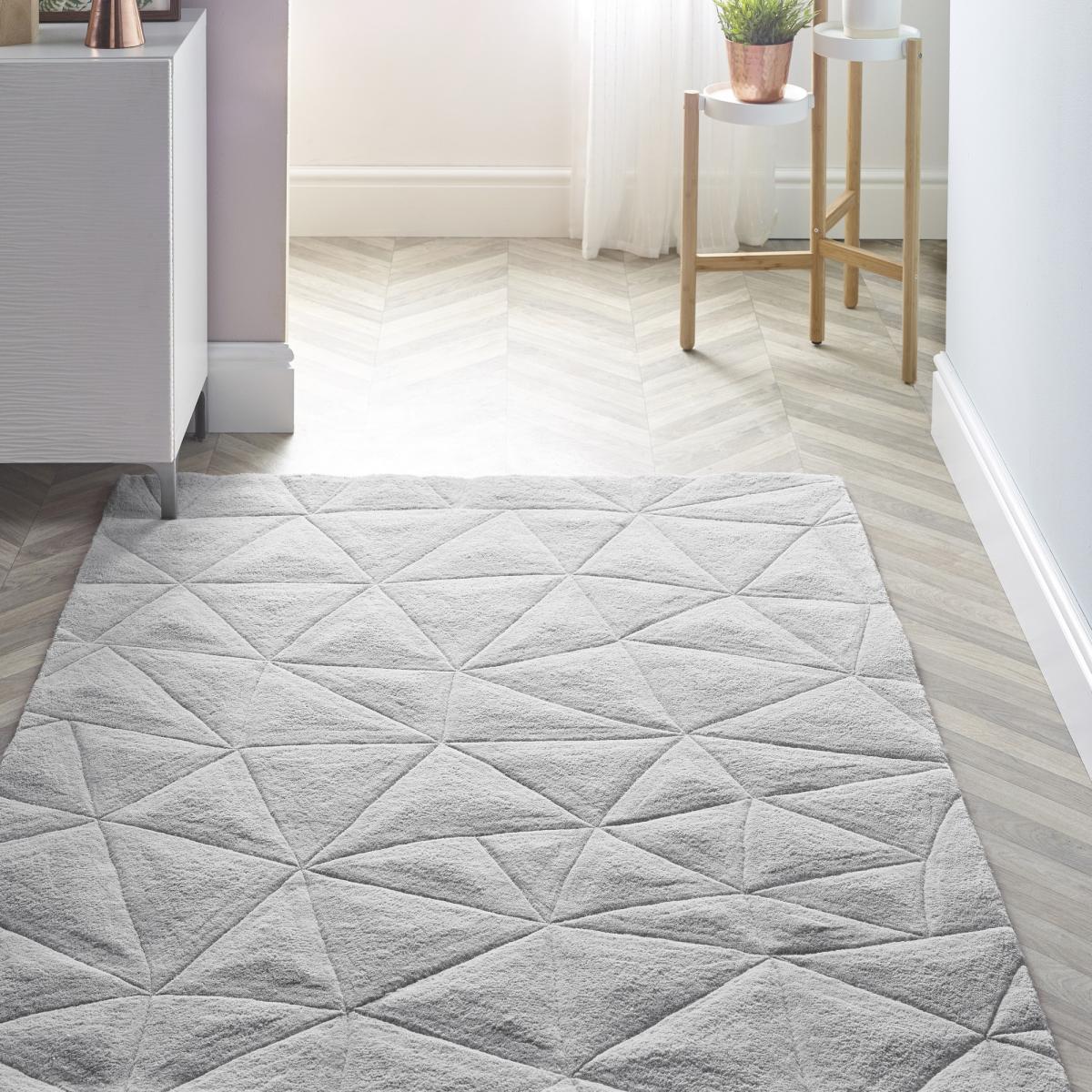 3D Triangles Rugs In Grey – image 1