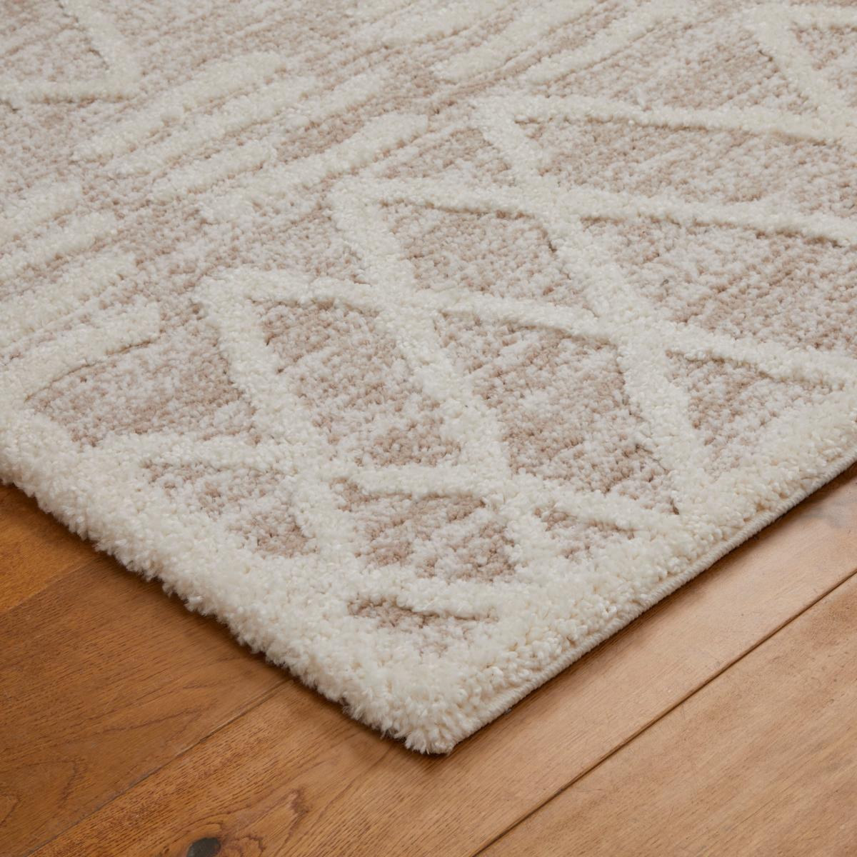 Tribal 626W Diamond Shaggy Rug in Beige Ivory80x150cm – image 2