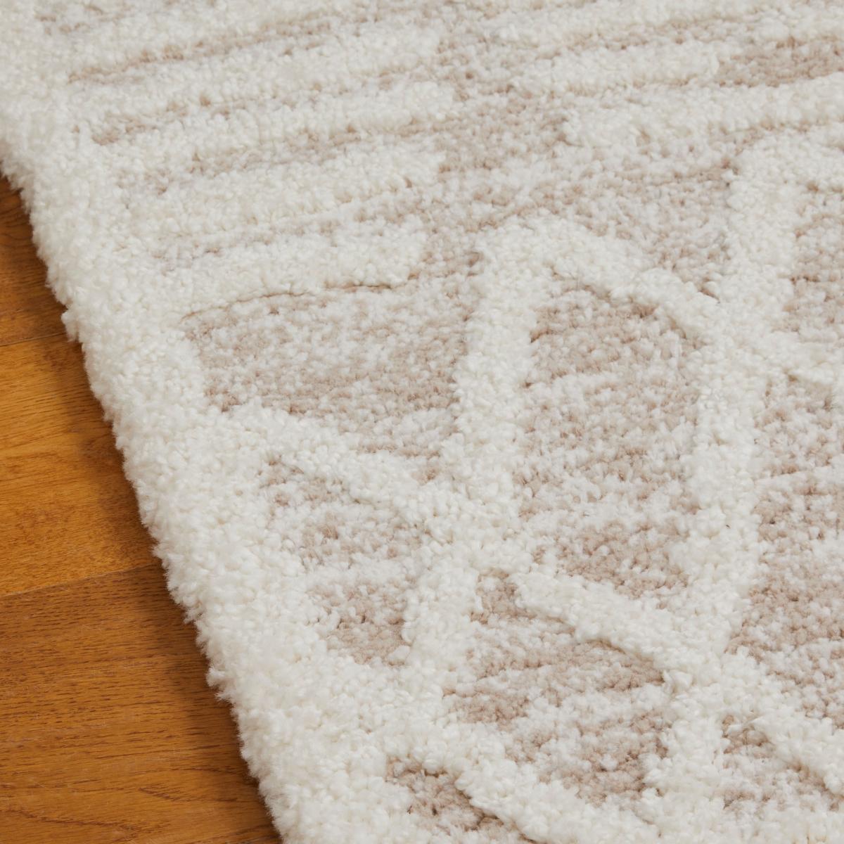 Tribal 626W Diamond Shaggy Rug in Beige Ivory80x150cm – image 3