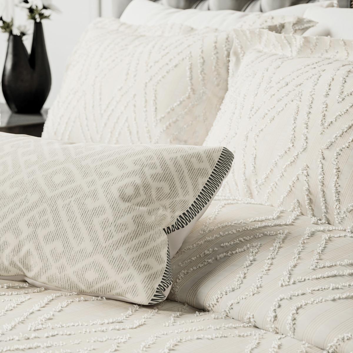Emani Clipped Geometric Bedding by Bedeck of Belfast in Chalk White 74x48cm – image 3