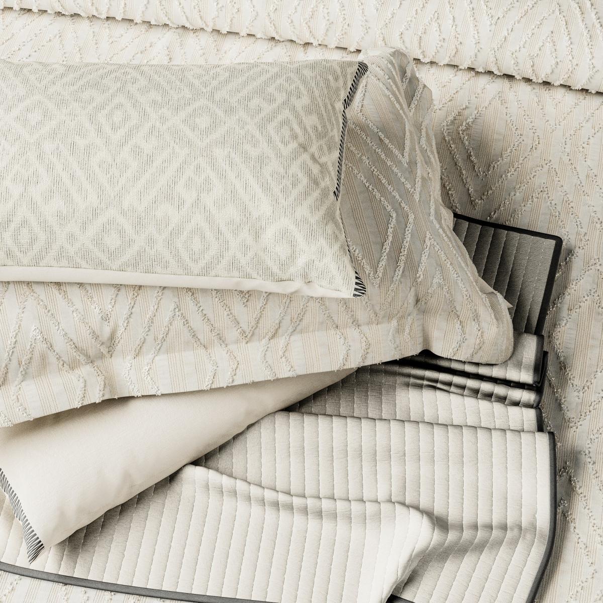 Emani Clipped Geometric Bedding by Bedeck of Belfast in Chalk White 74x48cm – image 4