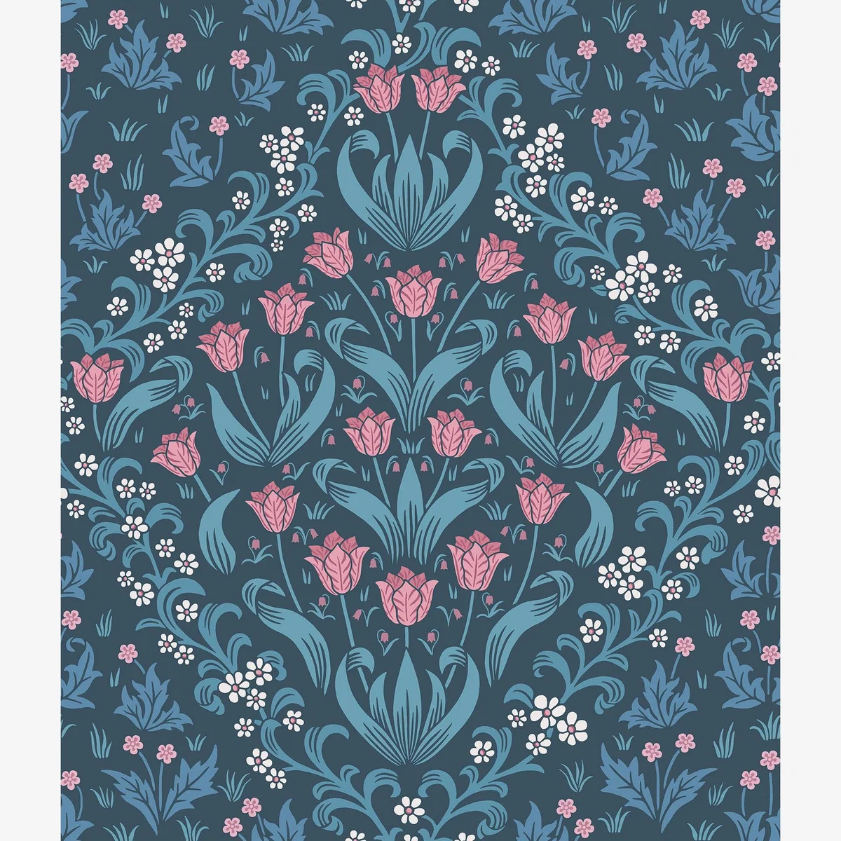 Tudor Garden Wallpaper 2004 by Cole & Son in Denim Blue Roll – image 1
