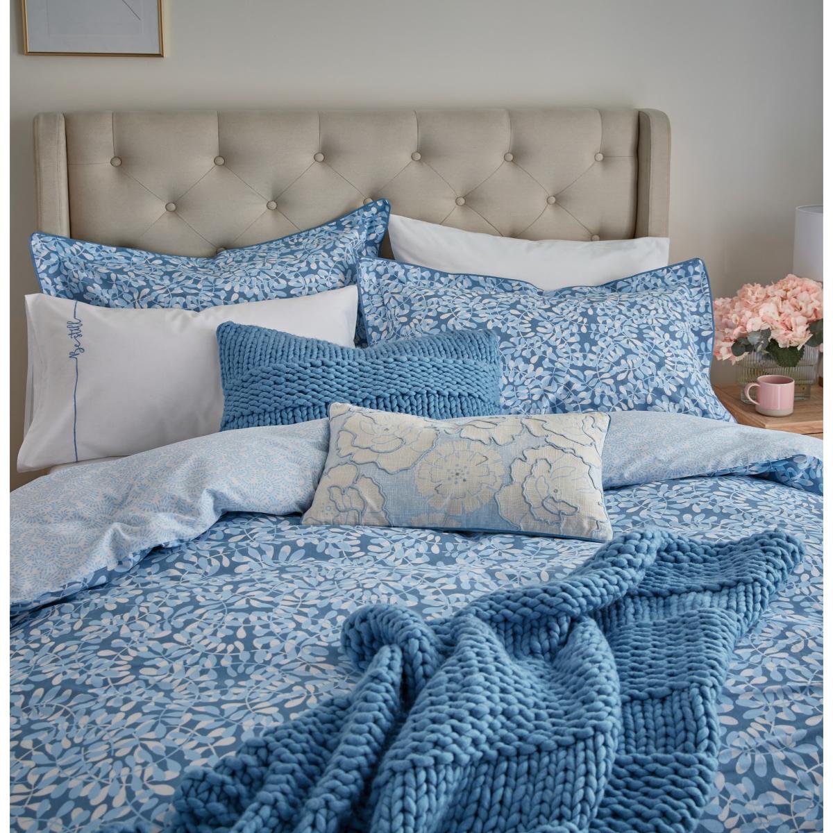 Be Still Foliage Leaf Bedding by Katie Piper in Blue 200x200cm – image 3