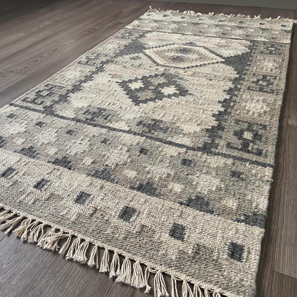 Hippie Kelim Traditional Tribal Natural Grey Wool Rugs90x150cm – image 2