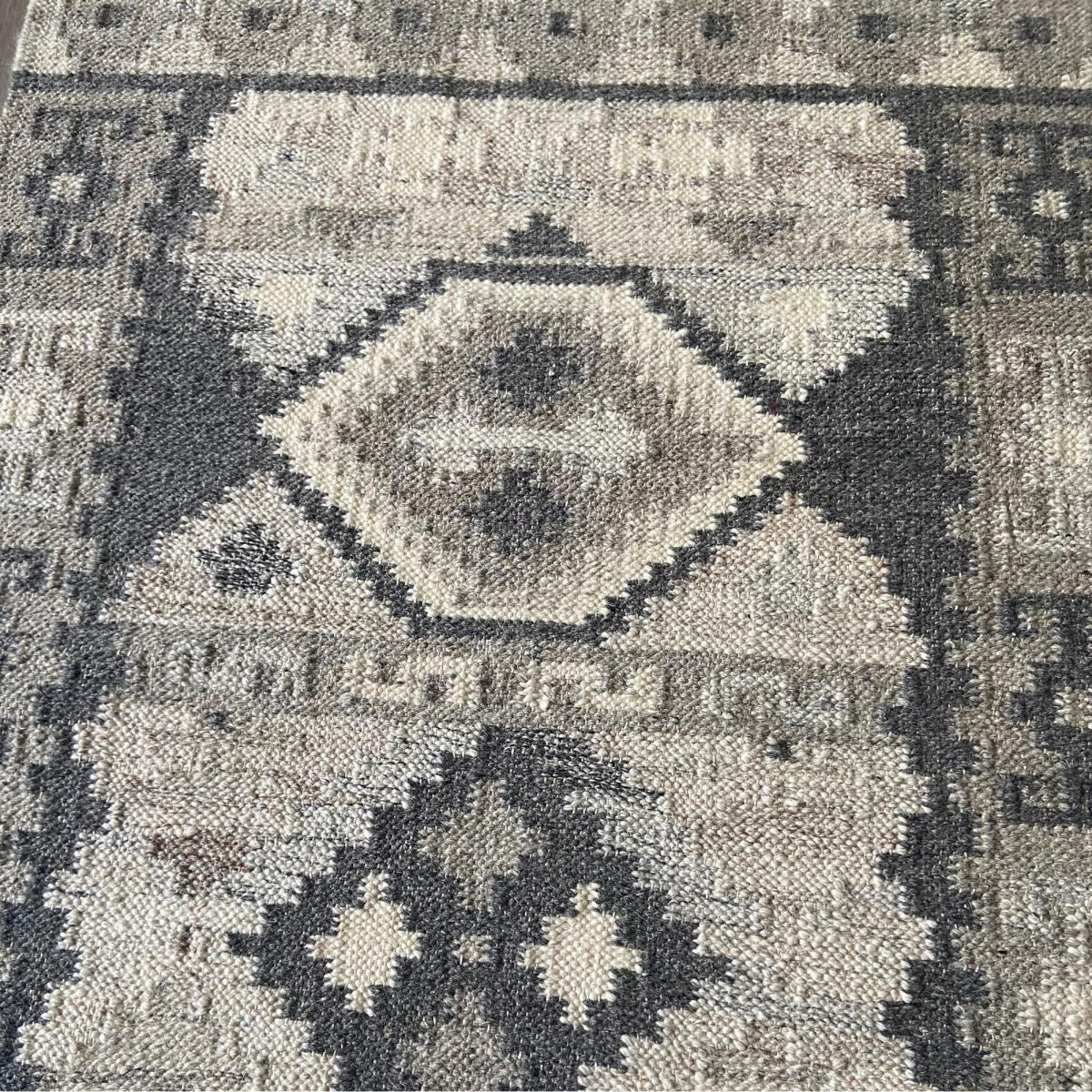 Hippie Kelim Traditional Tribal Natural Grey Wool Rugs90x150cm – image 4