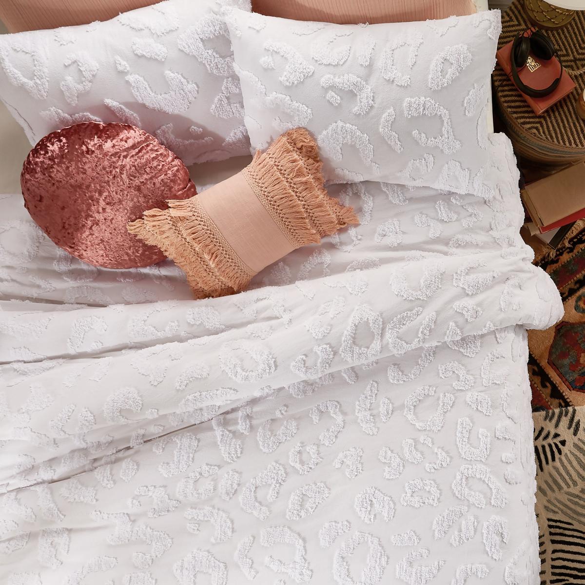 Chenille Leopard Cotton Bedding by Peri Home in White 260x220cm – image 3