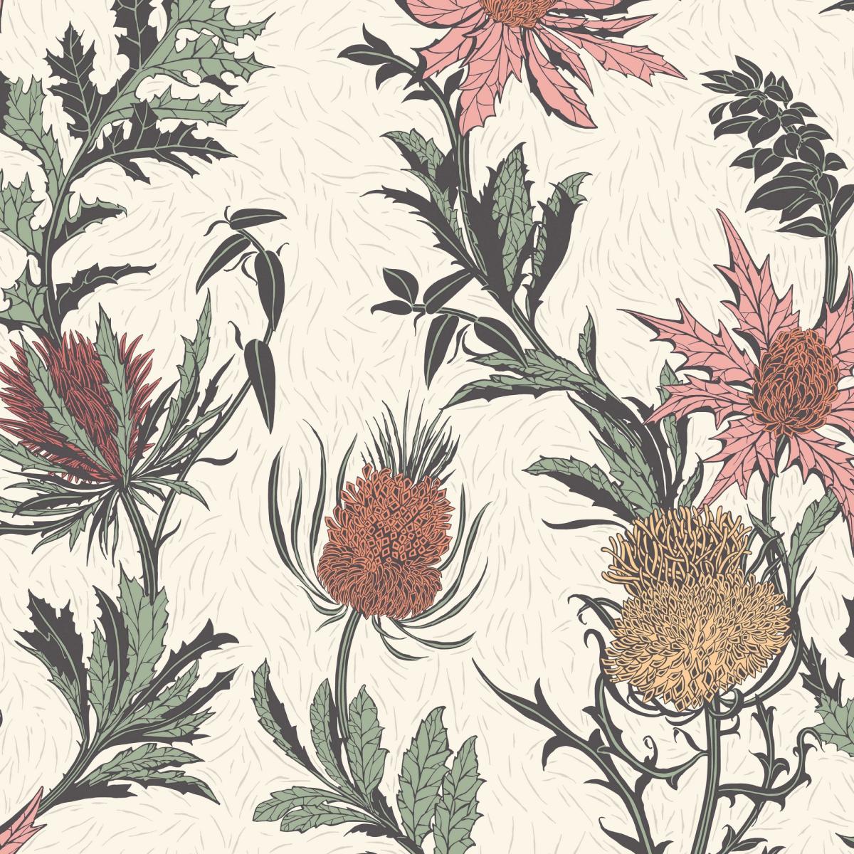 Thistle Wallpaper 14043 by Cole & Son in Alabaster Pink Orange Roll – image 1