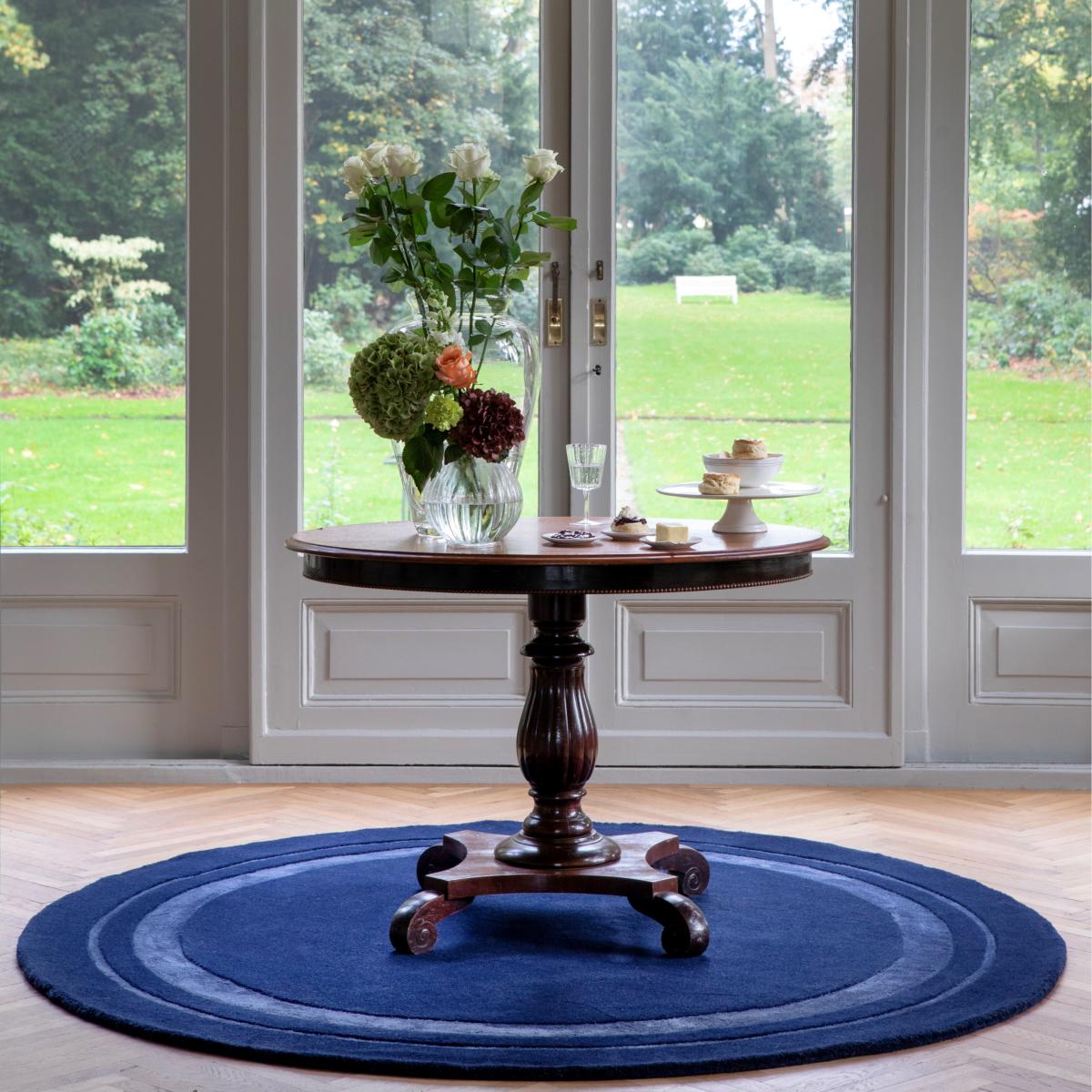 Redbrook 081808 Circle Rug by Laura Ashley in Midnight Blue 150x150cm – image 1