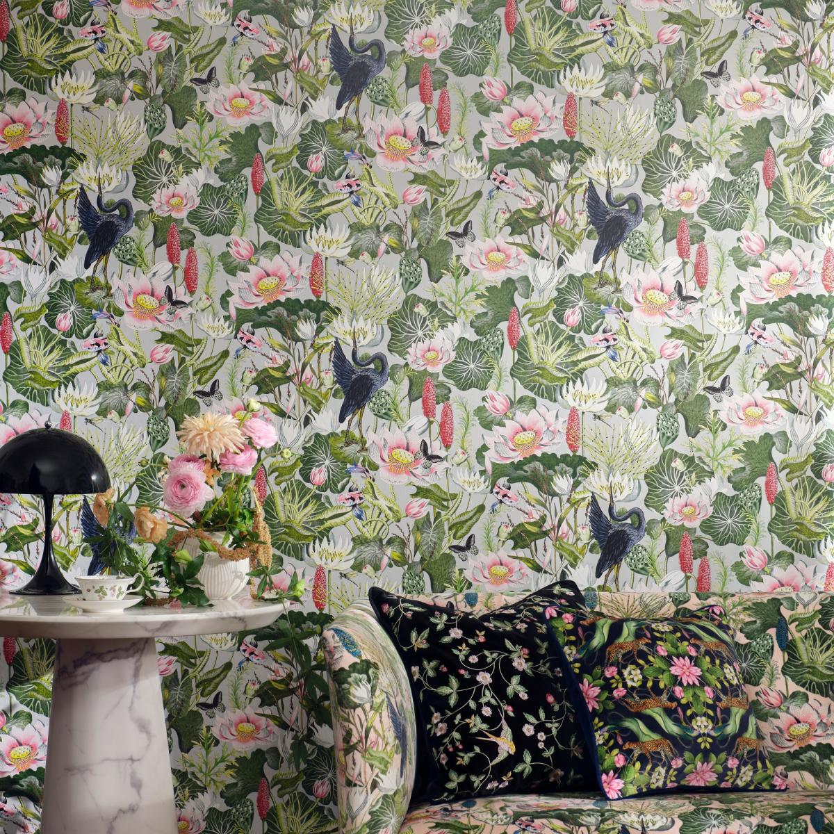 Waterlily Wallpaper W0137 02 by Wedgwood in Dove Grey Roll – image 2