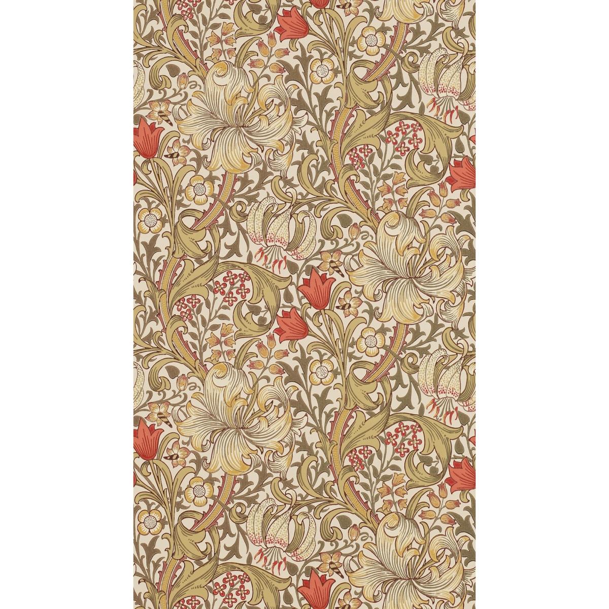 Golden Lily Wallpaper 210400 by Morris & Co in Biscuit Brick&nbsp;Roll – image 3