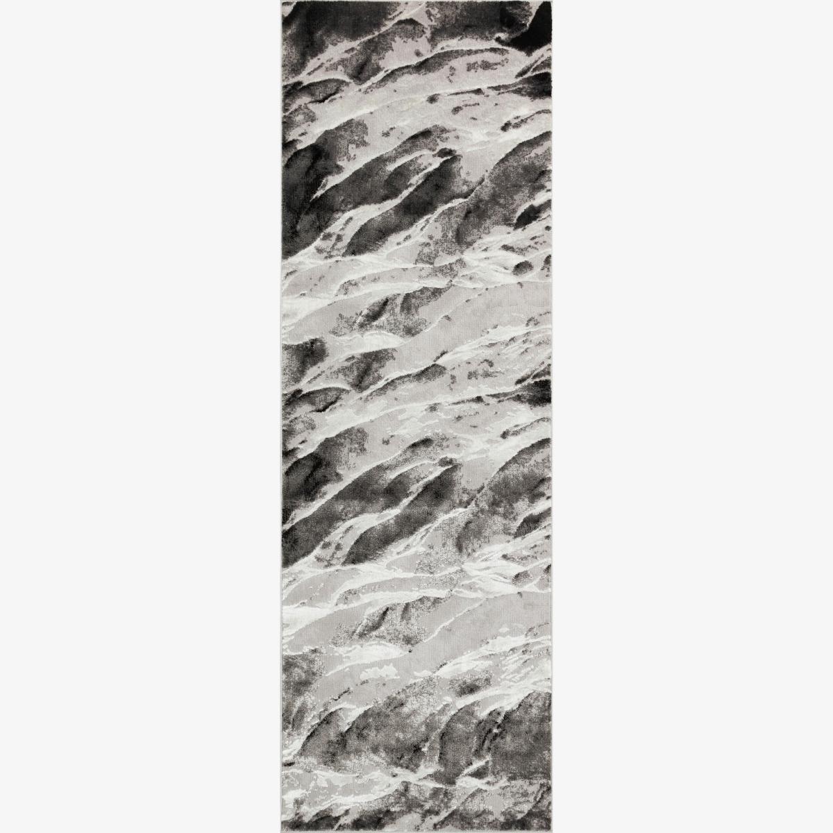 Blaze BLZ06 Abstract Marble Runner Rugs in Silver Grey 80x240cm – image 1