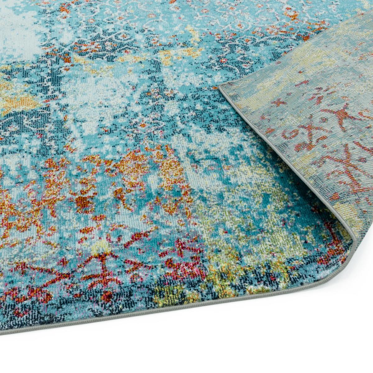 Amelie Vintage Abstract Rugs in AM10 Blue 200x290cm – image 4
